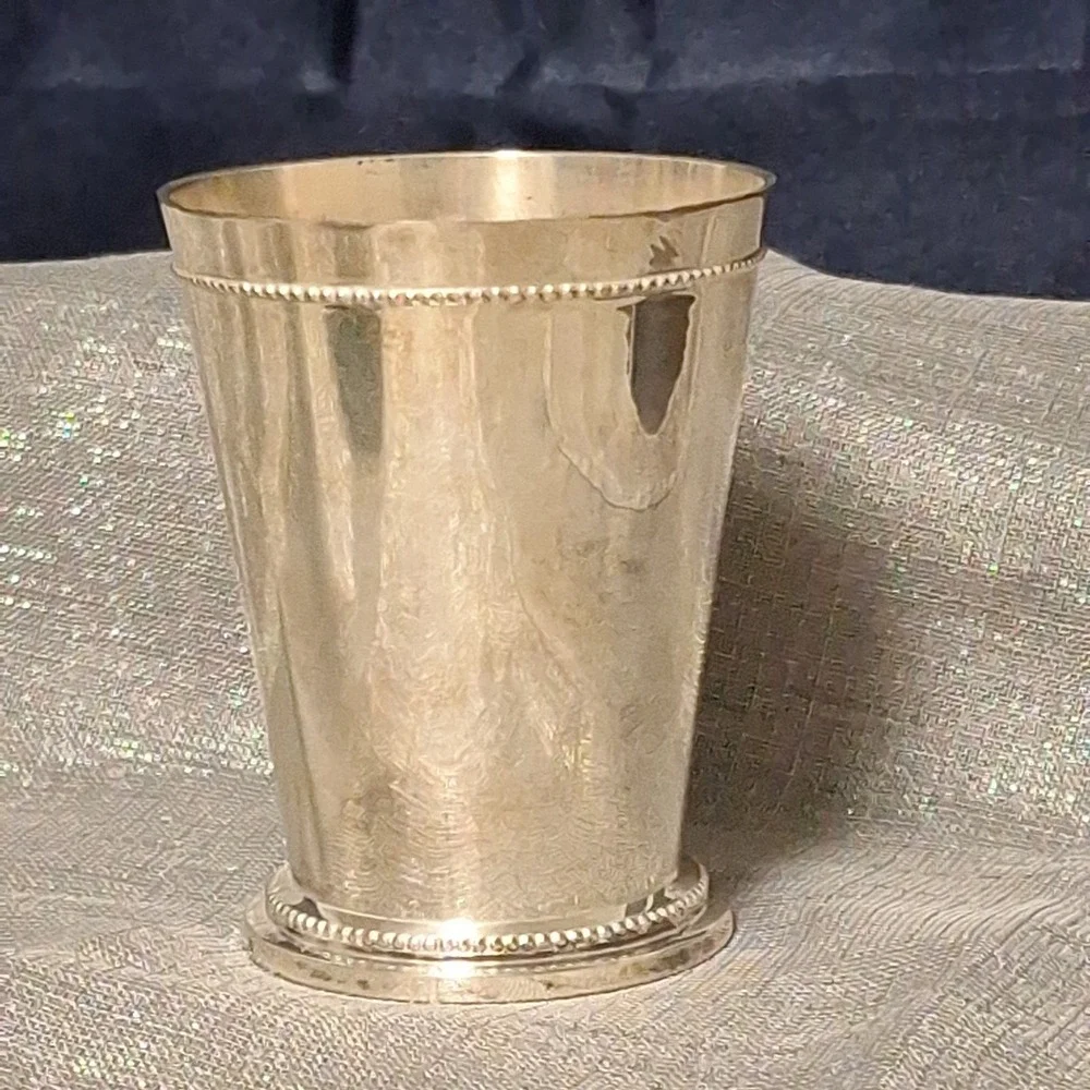Two's Company Blenheim Crested Mint Julep Cup Silver Plate with Wax Candle Tag